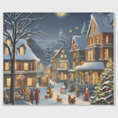 Snowy Christmas Town Geschenkpapier (Flach)