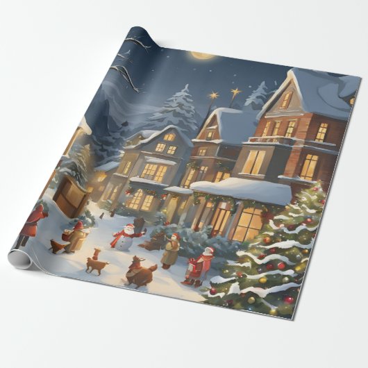 Snowy Christmas Town Geschenkpapier (Ungerollt)