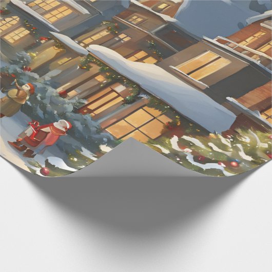Snowy Christmas Town Geschenkpapier (Ecke)