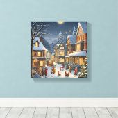 Snowy Christmas Town Leinwanddruck (Insitu (Holzboden))