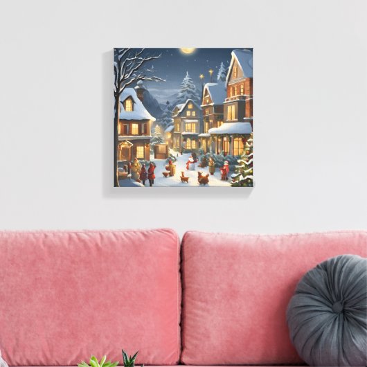 Snowy Christmas Town Leinwanddruck (Insitu (Wohnzimmer))