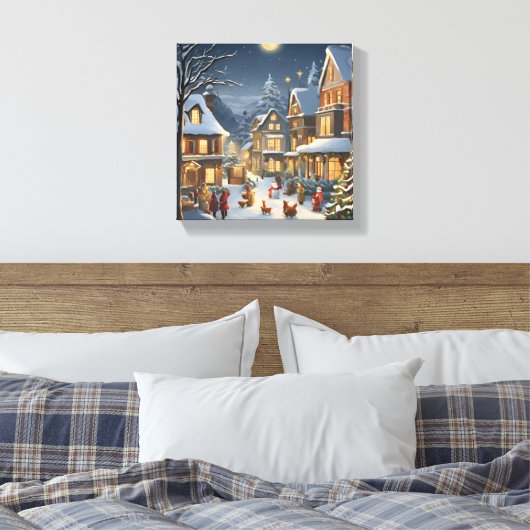 Snowy Christmas Town Leinwanddruck (Insitu (Schlafzimmer))