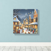 Snowy Christmas Town Leinwanddruck (Insitu (Holzboden))