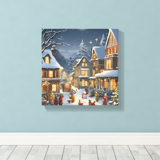 Snowy Christmas Town Leinwanddruck (Insitu (Holzboden))