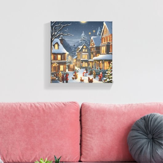 Snowy Christmas Town Leinwanddruck (Insitu (Wohnzimmer))