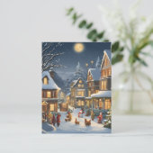 Snowy Christmas Town Postkarte (Stehend Vorderseite)