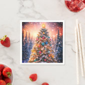 Snowy Christmas Tree Paper Napkins Serviette (Beispiel)