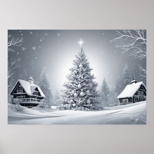 Snowy Christmas Tree Poster - Winter Scene Art (Vorne)