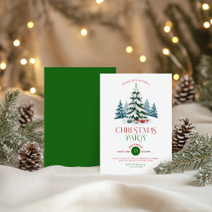 Snowy Christmas Tree Typografie Weihnachtsfest Par Einladung