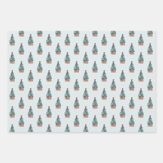 Snowy Christmas Tree v2 Geschenkpapier Set (Vorderseite 3)