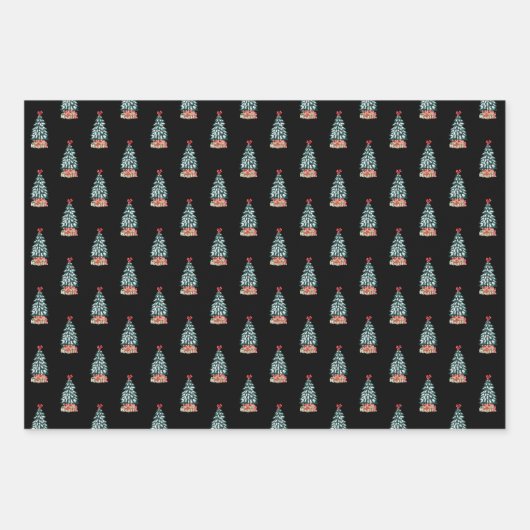 Snowy Christmas Tree v2 Geschenkpapier Set (Vorderseite 2)