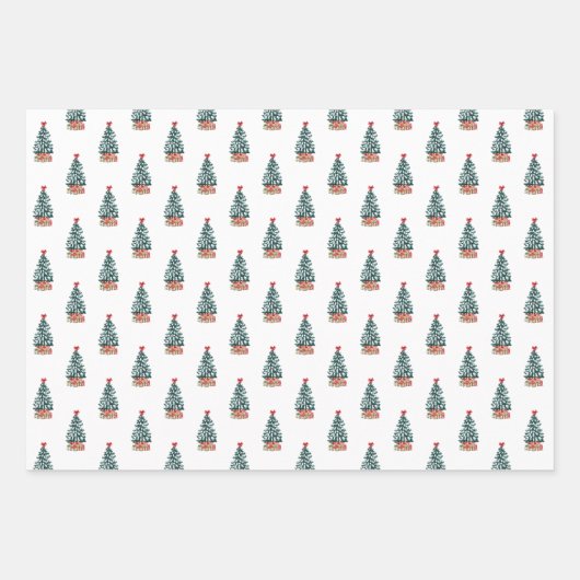 Snowy Christmas Tree v2 Geschenkpapier Set (Vorderseite)