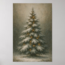Snowy Christmas Tree  | Winter Home Decor Poster