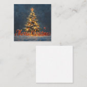 Snowy Christmas Tree with Warm Lights Mitteilungskarte (Vorne/Hinten)