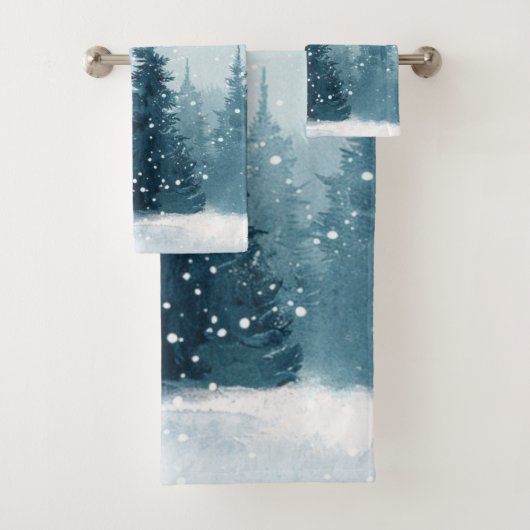 Snowy Christmas Trees  Badhandtuch Set (Insitu)