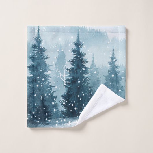 Snowy Christmas Trees  Badhandtuch Set (Waschlappen)