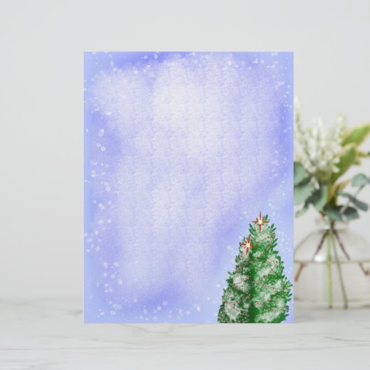 Snowy Christmas Trees Briefbogen (Stehend Vorderseite)
