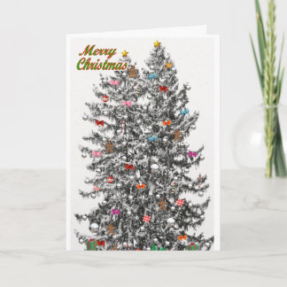 Snowy Christmas Trees Card Feiertagskarte