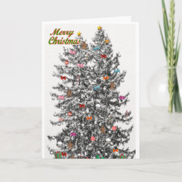 Snowy Christmas Trees Card Feiertagskarte