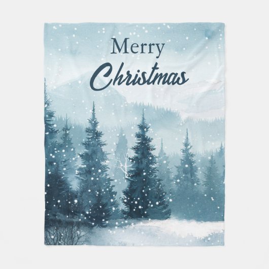Snowy Christmas Trees Fleecedecke (Vorderseite)