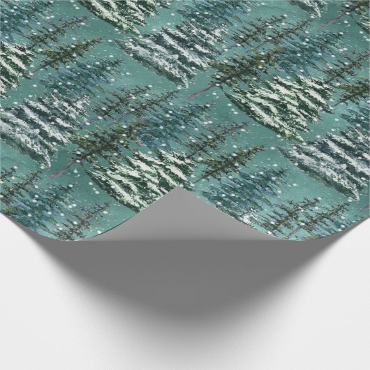 Snowy Christmas Trees Geschenkpapier (Ecke)