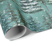 Snowy Christmas Trees Geschenkpapier (Rolleneckpunkt)