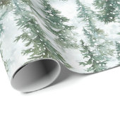 Snowy Christmas Trees Geschenkpapier (Rolleneckpunkt)