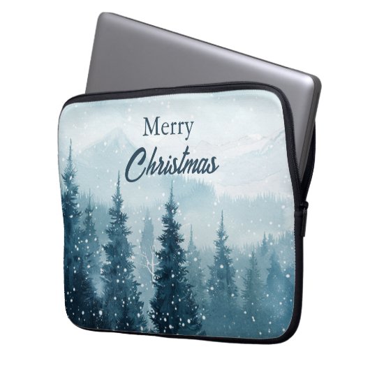 Snowy Christmas Trees  Laptopschutzhülle (Vorderseite Links)