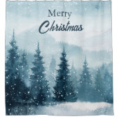 Snowy Christmas Trees Shower Curtain Duschvorhang (Vorderseite)