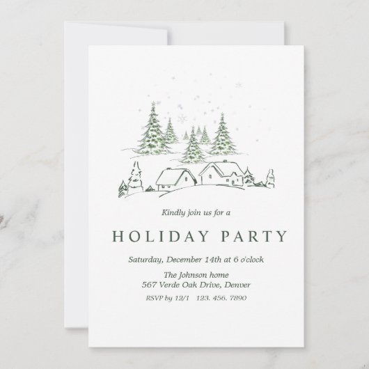 Snowy Christmas Village Party Einladung (Vorderseite)