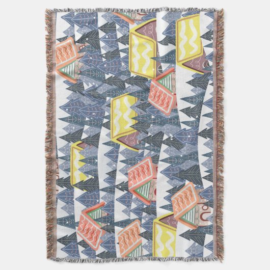 Snowy Christmas Village Pattern Decke (Vorderseite Vertikal)