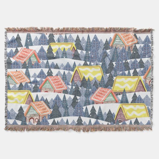 Snowy Christmas Village Pattern Decke (Vorderseite)