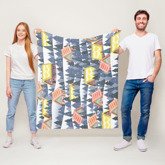 Snowy Christmas Village Pattern Fleecedecke (Beispiel)