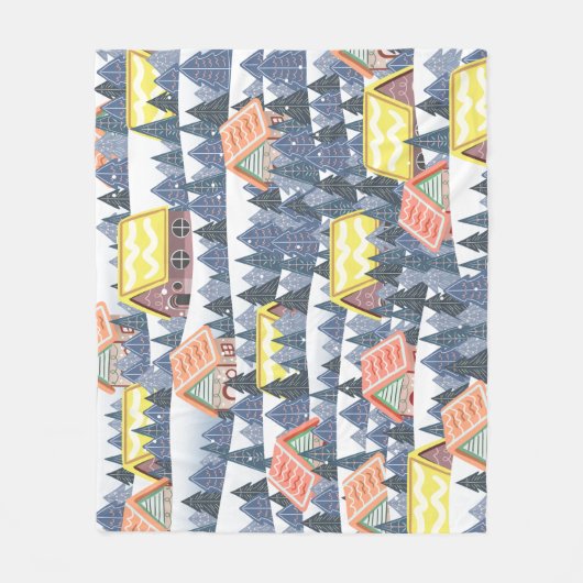 Snowy Christmas Village Pattern Fleecedecke (Vorderseite)