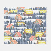 Snowy Christmas Village Pattern Fleecedecke (Vorderseite (Horizontal))