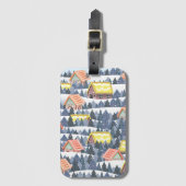 Snowy Christmas Village Pattern Gepäckanhänger (Vorderseite Vertikal)