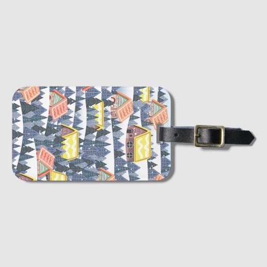 Snowy Christmas Village Pattern Gepäckanhänger (Vorderseite (Horizontal))