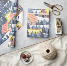 Snowy Christmas Village Pattern Geschenkpapier