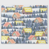 Snowy Christmas Village Pattern Geschenkpapier (Flach)