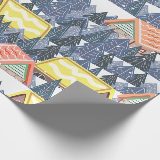 Snowy Christmas Village Pattern Geschenkpapier (Ecke)