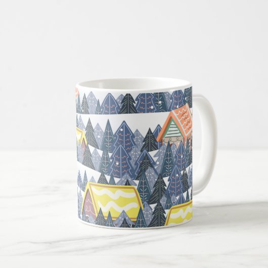 Snowy Christmas Village Pattern Kaffeetasse (VorderseiteRechts)