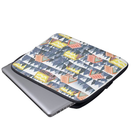 Snowy Christmas Village Pattern Laptopschutzhülle (Vorne Knopf)