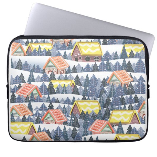 Snowy Christmas Village Pattern Laptopschutzhülle (Vorderseite)