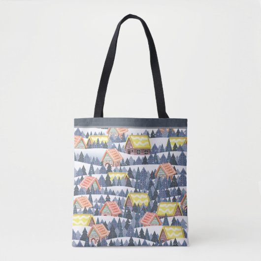 Snowy Christmas Village Pattern Tasche (Vorderseite)