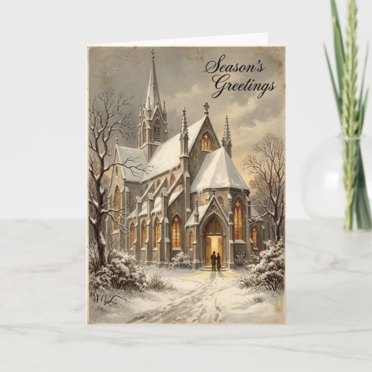 Snowy Church Christmas Greetings Card Karte (Vorderseite)