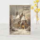 Snowy Church Christmas Greetings Card Karte (Gelbe Blume)