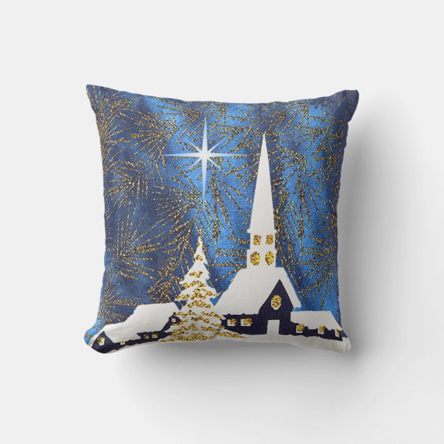 Snowy Church Christmas Pillow Kissen (Vorderseite)