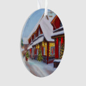 Snowy City Street zu Weihnachten Ornament (Vorderseite)