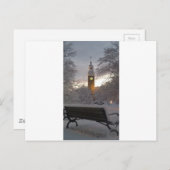 Snowy Clock Tower mit Bench Postkarte (Vorne/Hinten)