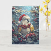 Snowy Cockatoo Weihnachtskarte Karte (Gelbe Blume)